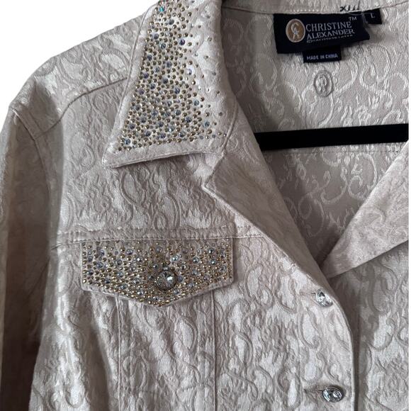 Christine Alexander L VTG Swarovski Crysta Jacket Glam 90s Y2K Bling tapestry - Picture 3 of 11